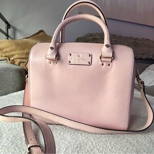 Kate Spade Alessandro Wellesley Pink Leather Crossbody Boston Bag Purse
